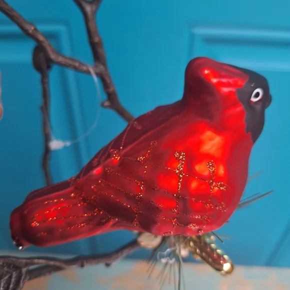 Vintage Bird Ornaments Mercury Glass Clip-On Red Birds Home Decor Christmas - Picture 13 of 16